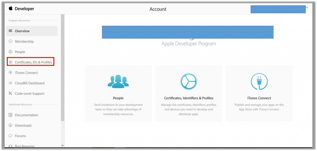 Apple developer account enrollment Account Page