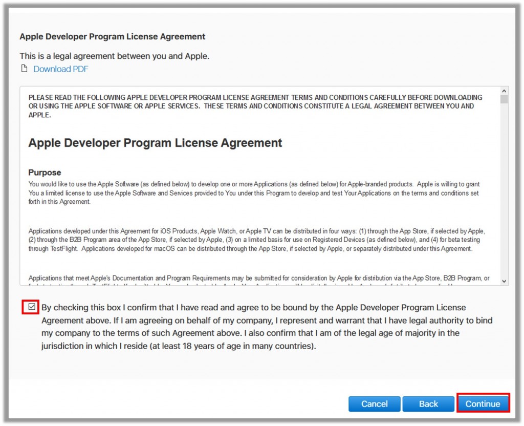 Apple developer account enrollment Agreement