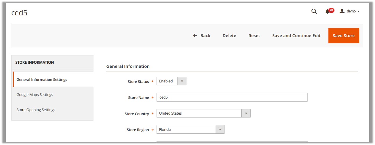 Store Edit Page