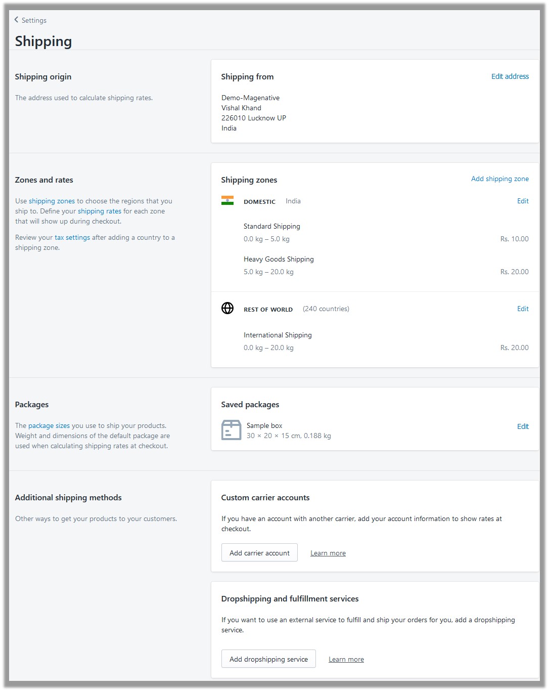Settings-Shipping