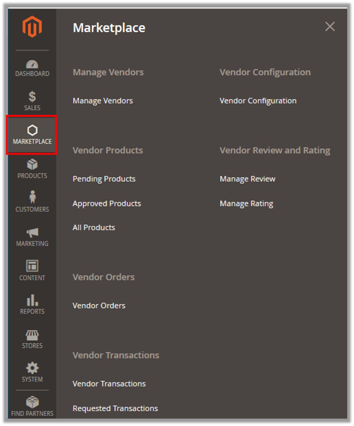 Marketplace Menu