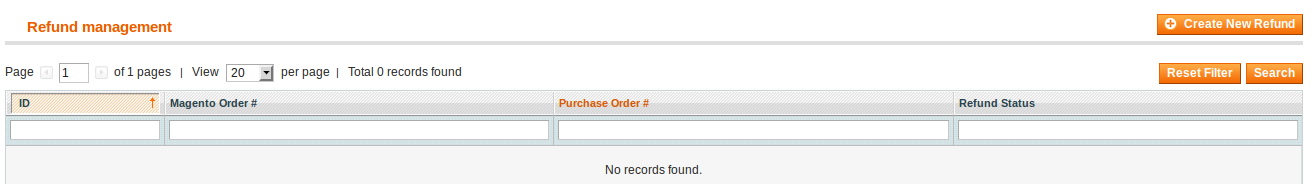 Refund Management Page