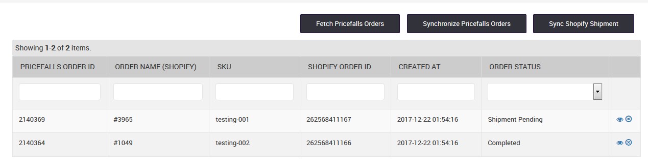 Pricefalls_SalesOrdersPage