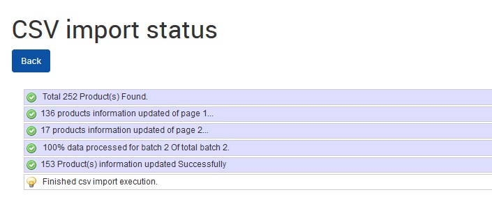 Sears CSV Import Status