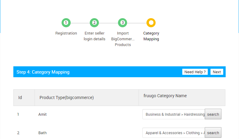 category mapping in bigcommerce