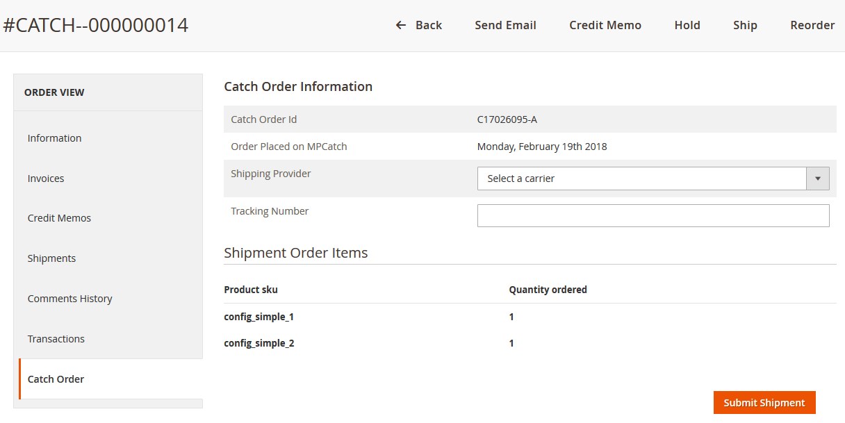 CatchM2Integration_CatchOrderList_Shipment