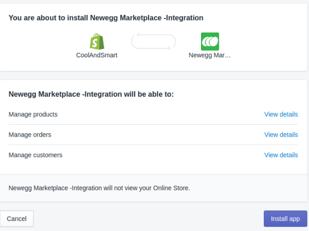 Newegg Shopify Integration