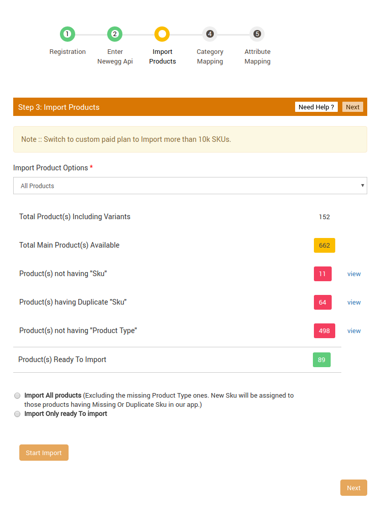 Import Products Step