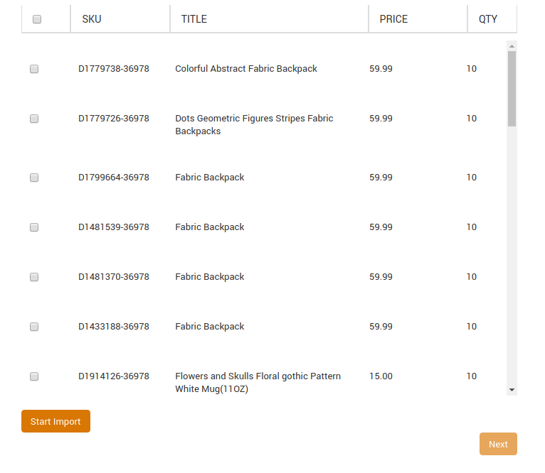 Import Products Step