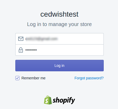 Shopify Login Page