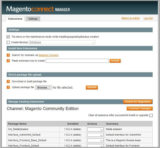 magento connect manager