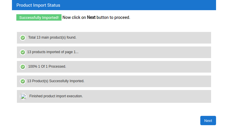 Product Import Status