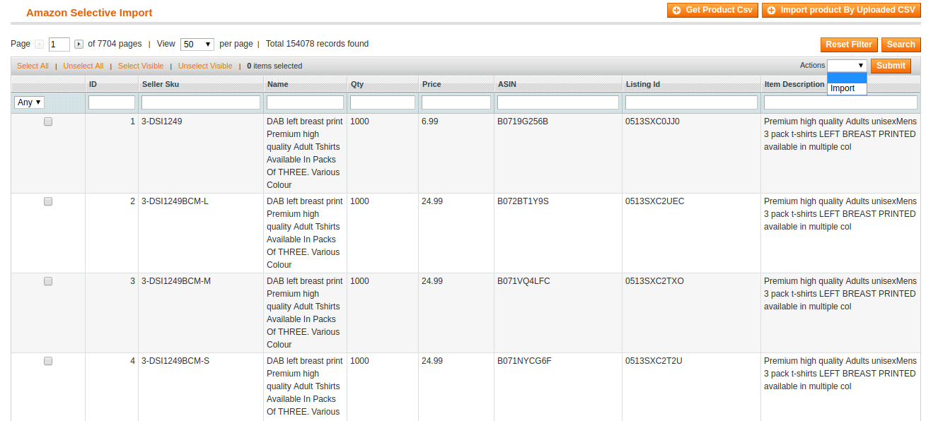 amazon products selective import