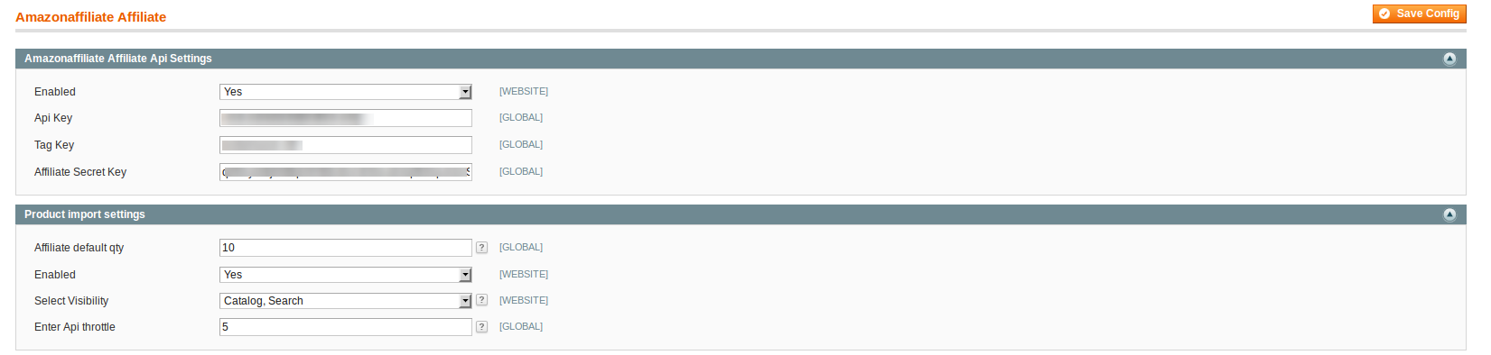 amazon affiliate configuration