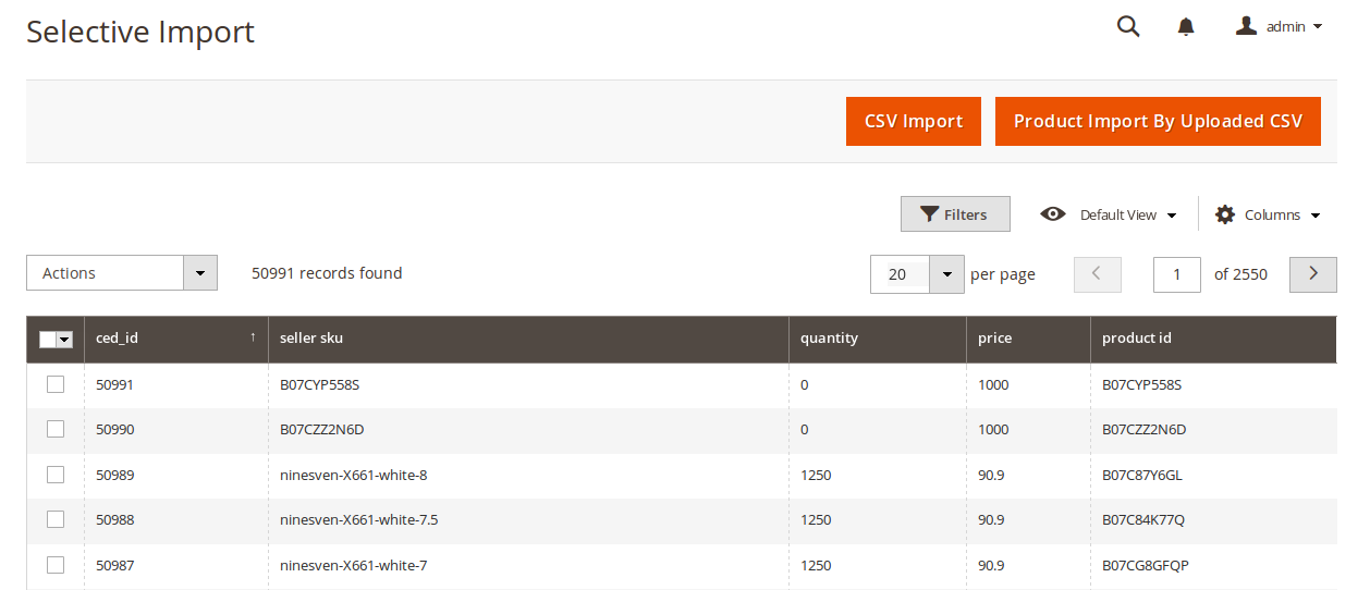 amazon m2 selective import