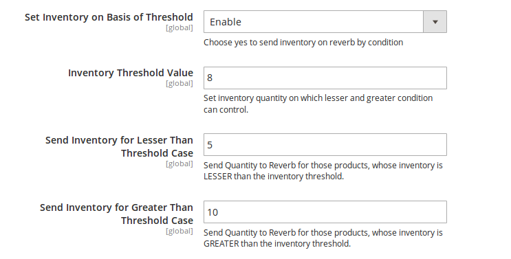 set inventory on basis of threshold value
