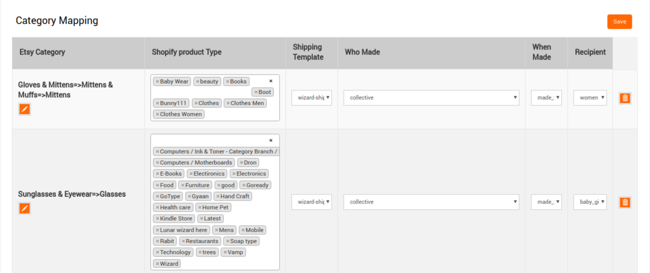 Category Mapping Options