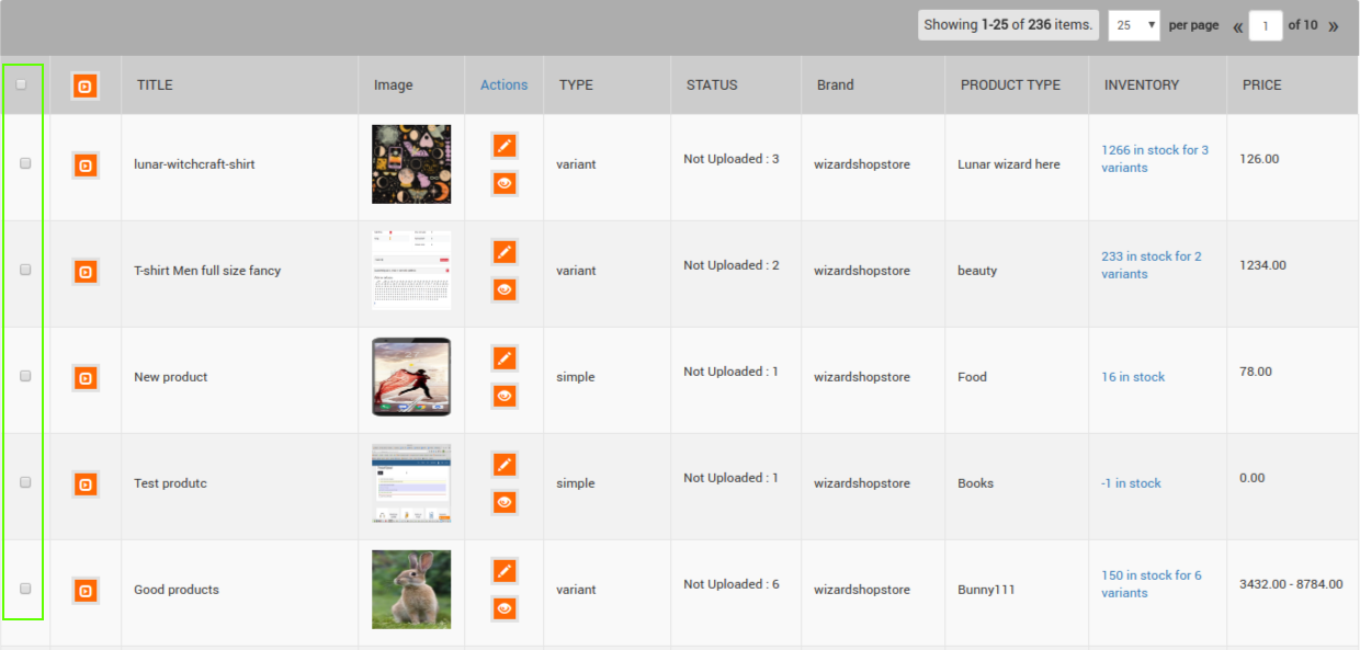 Select Items to Upload on Etsy