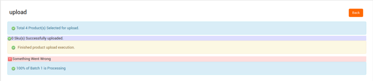 Upload Product Status