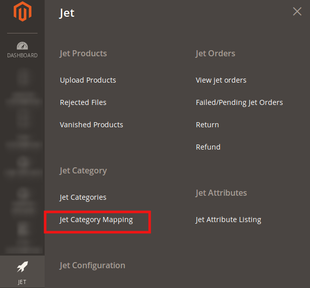 jet category mapping