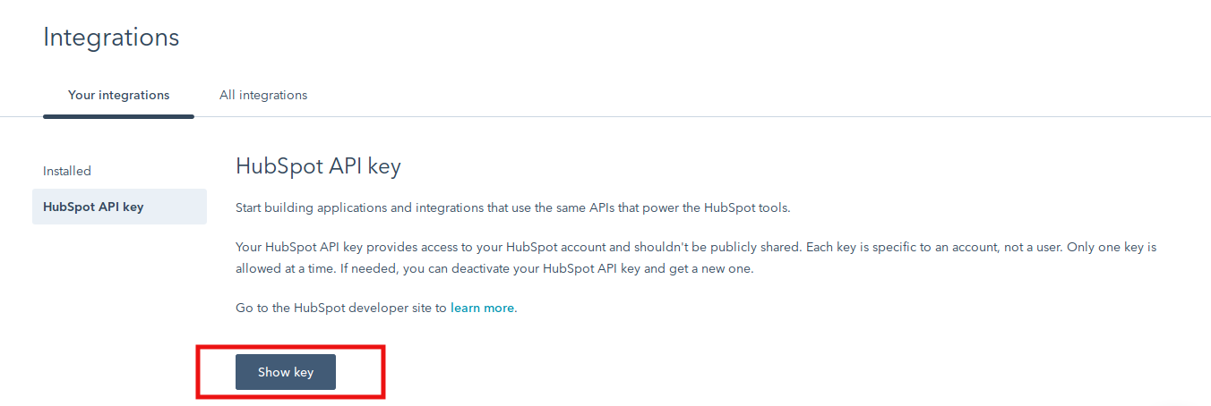 hubspot api key