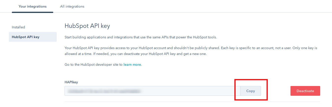 hubspot api key