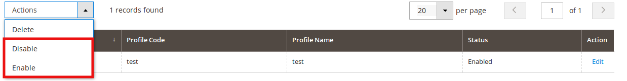 enable or disable rueducommerce profile