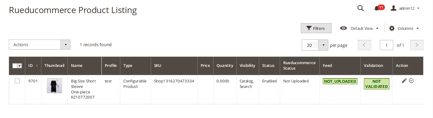 product listing
