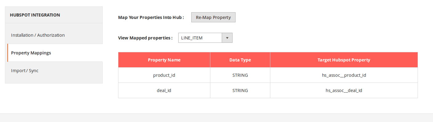 hubspot magento 2 line_item property mapping
