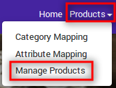 manage products navigation bar