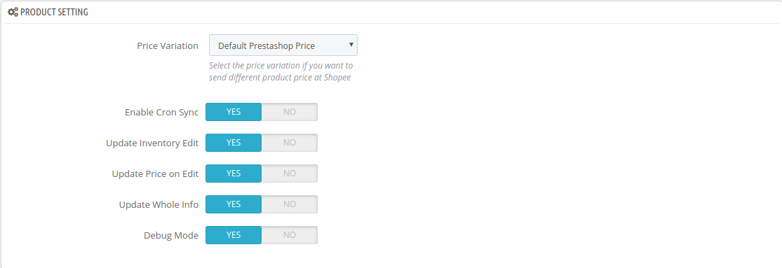 Product Settings
