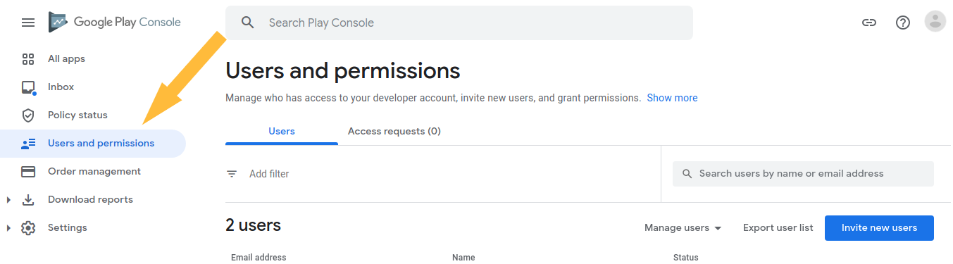 Here are the steps to give admin access to your Google Developer account: