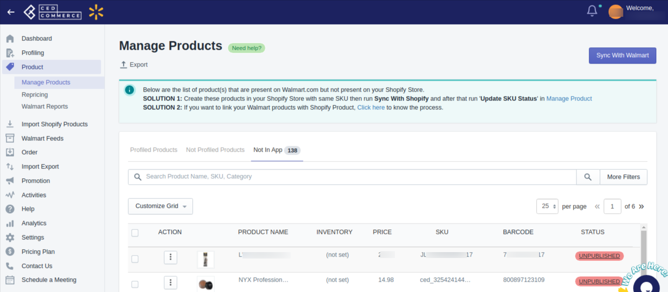 Manage Products