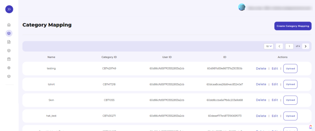 mercado libre integration category mapping page