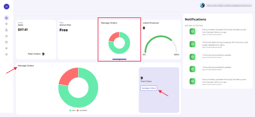 Mercado libre integration manage orders