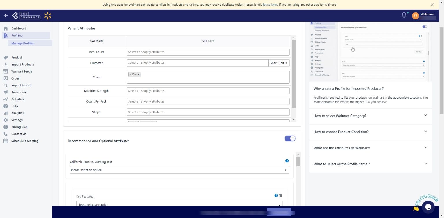 Category and attributes mapping