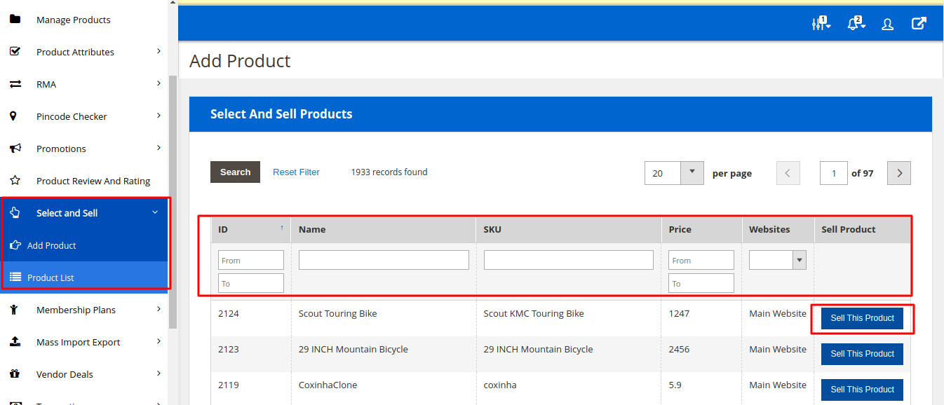 Select and sell vendor configurations