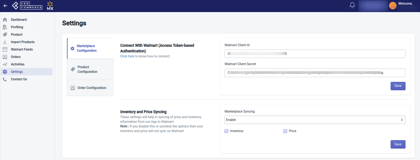 Marketplace configuration