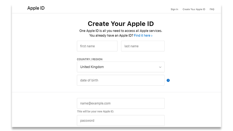 Create apple developer account