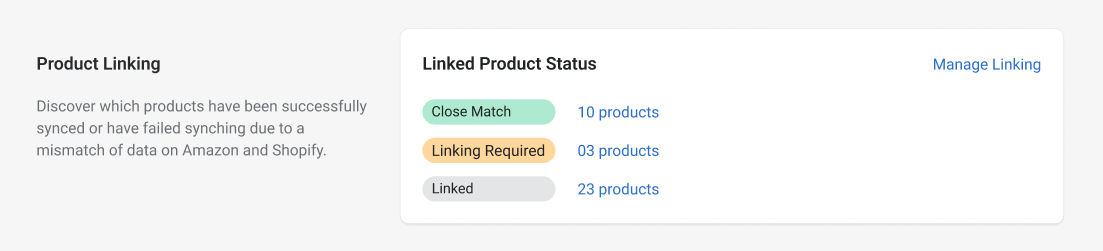 Product Linking Status