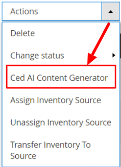CED AI Content Generator Action menu