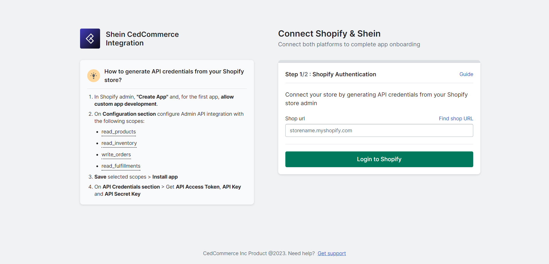connect shopify