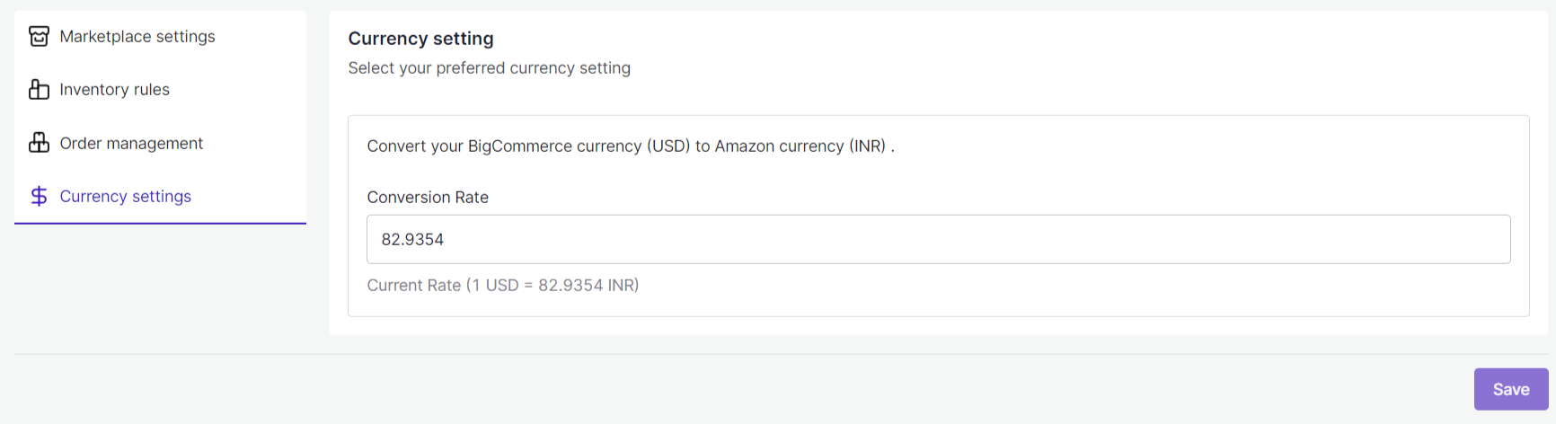 Currency settings