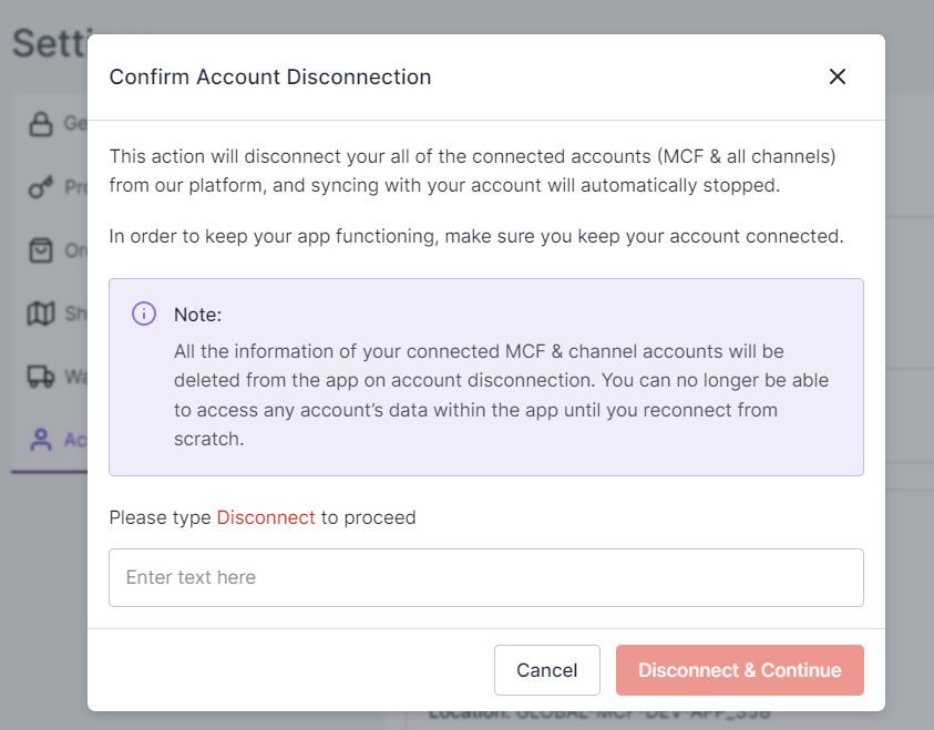 Account Disconnection