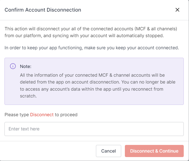Account disconnection